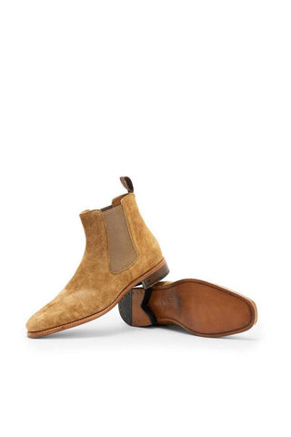 John Varvatos Amsterdam Mushroom Brown Suede Chelsea Boots (JV1002)-Dellamoda
