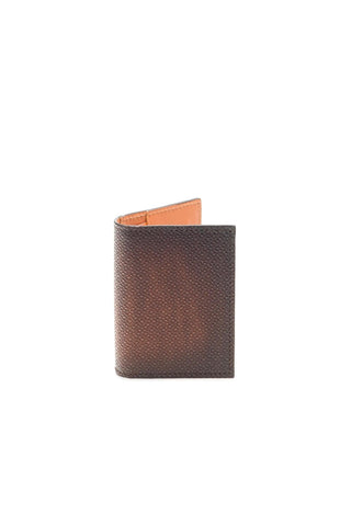Magnanni 1280 Men's Mid Brown Pebble Leather Card Fold Wallet (MAW1004)-Dellamoda