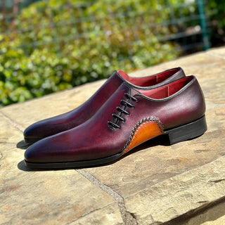 Magnanni 15024 Abrahan Burgundy Calf-Skin Leather Whole-Cut Oxfords (MAGS1129)-AmbrogioShoes