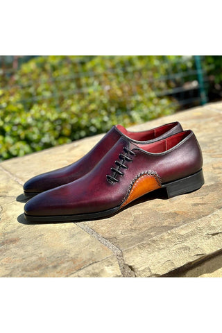 Magnanni 15024 Abrahan Burgundy Leather Whole-Cut Oxfords (MAGS1129)-Dellamoda