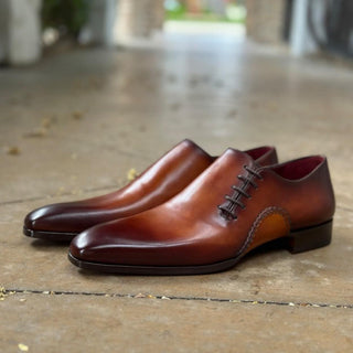 Magnanni 15024 Abrahan Men's Shoes Cognac Calf-Skin Leather Whole-Cut Oxfords (MAGS1135)-AmbrogioShoes