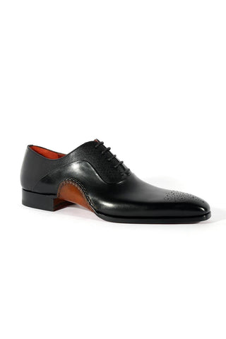 Magnanni 20120 Sanchez II Black Grabado Embossed / Leather Oxfords (MAGS1122)-AmbrogioShoes