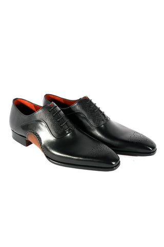 Magnanni 20120 Sanchez II Black Grabado Embossed / Leather Oxfords (MAGS1122)-AmbrogioShoes