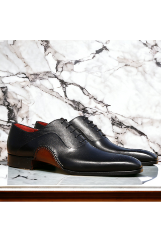 Magnanni 20120 Sanchez II Black Grabado Embossed / Leather Oxfords (MAGS1122)-AmbrogioShoes