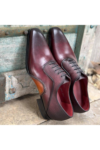 Magnanni 20120 Sanchez II Burgundy Grabado Embossed / Leather Oxfords (MAGS1134)