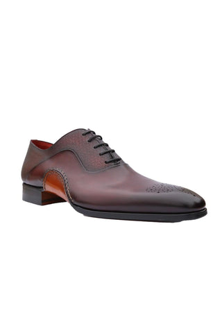 Magnanni 20120 Sanchez II Burgundy Grabado Embossed / Leather Oxfords (MAGS1134)-Dellamoda