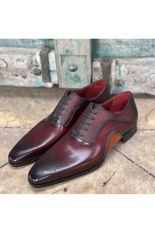Magnanni 20120 Sanchez II Burgundy Grabado Print / Calf-Skin Leather Oxfords (MAGS1134)-AmbrogioShoes