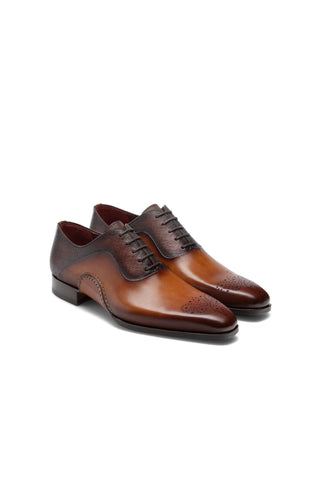 Magnanni 20120 Sanchez II Two-Tone Brown Grabado Embossed / Leather Oxfords (MAGS1004)-Dellamoda