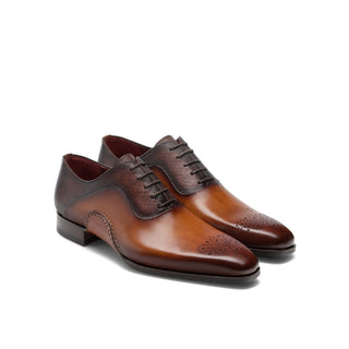 Magnanni 20120 Sanchez II Two-Tone Brown Grabado Print / Calf-Skin Leather Oxfords (MAGS1004)-AmbrogioShoes