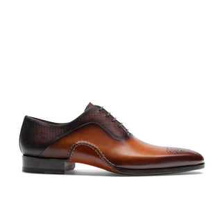 Magnanni 20120 Sanchez II Two-Tone Brown Grabado Print / Calf-Skin Leather Oxfords (MAGS1004)-AmbrogioShoes