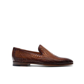 Magnanni 22702 Herrera Brown Woven Leather Slip-On Loafers (MAGS1009)-AmbrogioShoes