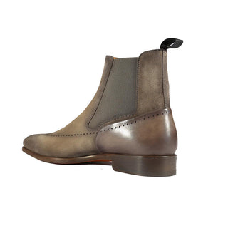 Magnanni 23501 Safari Gray Suede / Patina Leather Chelsea Boots (MAGS1086)-AmbrogioShoes