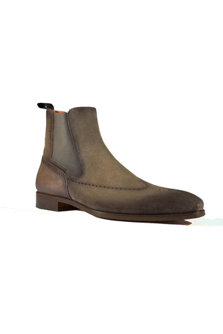 Magnanni 23501 Safari Gray Suede / Patina Leather Chelsea Boots (MAGS1086)-Dellamoda