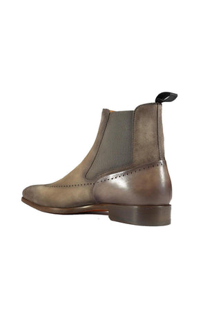 Magnanni 23501 Safari Gray Suede / Patina Leather Chelsea Boots (MAGS1086)-Dellamoda