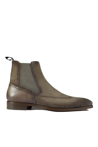 Magnanni 23501 Safari Gray Suede / Patina Leather Chelsea Boots (MAGS1086)-Dellamoda