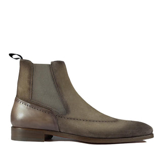 Magnanni 23501 Safari Gray Suede / Patina Leather Chelsea Boots (MAGS1086)-AmbrogioShoes
