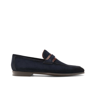 Magnanni 23822 Daniel Navy Suede Leather Penny Loafers (MAGS1070)-AmbrogioShoes