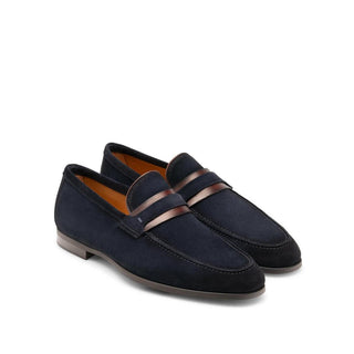 Magnanni 23822 Daniel Navy Suede Penny Loafers (MAGS1070)-AmbrogioShoes