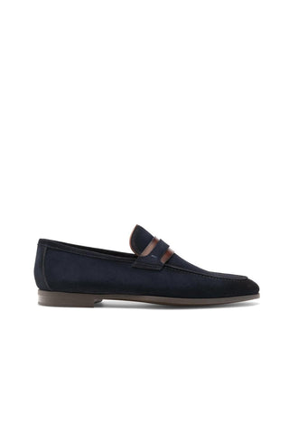 Magnanni 23822 Daniel Navy Suede Penny Loafers (MAGS1070)-Dellamoda
