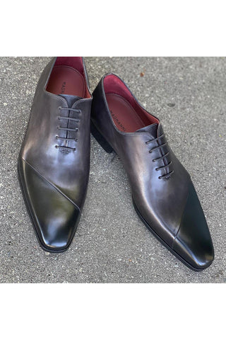 Magnanni 23869 Black & Gray Patina Leather Oxfords (MAGS1088)-AmbrogioShoes