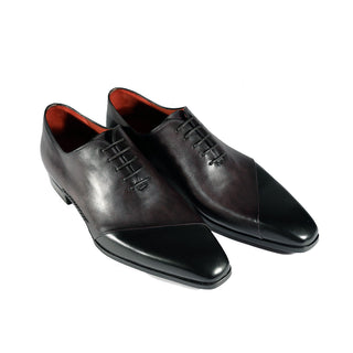 Magnanni 23869 Men's Shoes Black & Gray Patina Leather Dress Oxfords (MAGS1088)-AmbrogioShoes