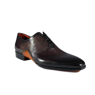 Magnanni 24133 Black & Gray Patina Leather Whole-cut Oxfords (MAGS1089)-AmbrogioShoes