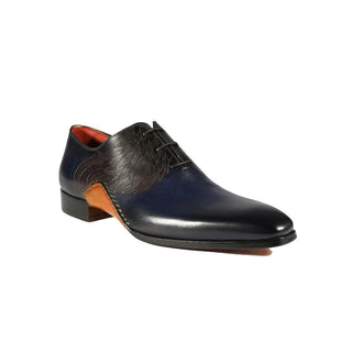 Magnanni 24133 Navy & Gray Patina Leather Whole-cut Oxfords (MAGS1093)-AmbrogioShoes