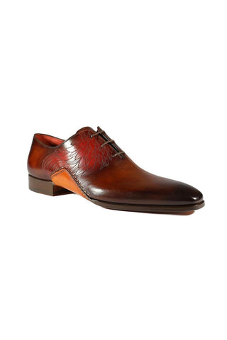 Magnanni 24133 Tobacco & Red Patina Leather Whole-cut Oxfords (MAGS1094)-Dellamoda