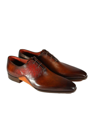 Magnanni 24133 Tobacco & Red Patina Leather Whole-cut Oxfords (MAGS1094)-Dellamoda