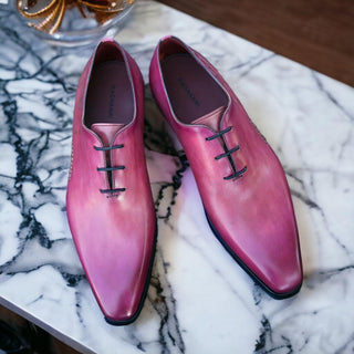 Magnanni 24140 Flamenco Pink Patina Leather Whole-Cut Oxfords (MAGS1096)-AmbrogioShoes