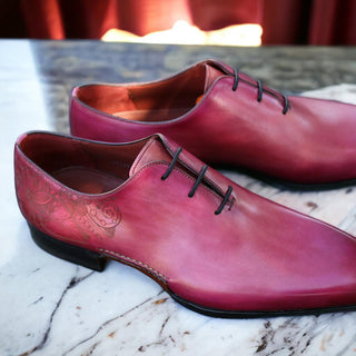 Magnanni 24140 Flamenco Pink Patina Leather Whole-Cut Oxfords (MAGS1096)-AmbrogioShoes