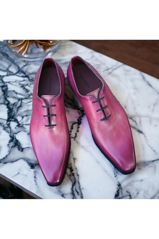 Magnanni 24140 Flamenco Pink Patina Leather Whole-Cut Oxfords (MAGS1096)-Dellamoda