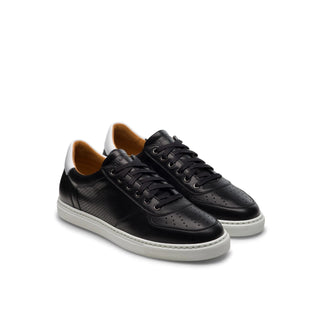 Magnanni 24425 Griffith Lo Black Calf-Skin Leather Casual Sneakers (MAGS1084)-AmbrogioShoes