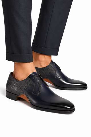 Magnanni 24834 Hayos Navy Laser Embossed / Leather Derby (MAGS1133)