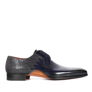 Magnanni 24834 Hayos Navy Laser Print / Calf-Skin Leather Derby (MAGS1133)-AmbrogioShoes