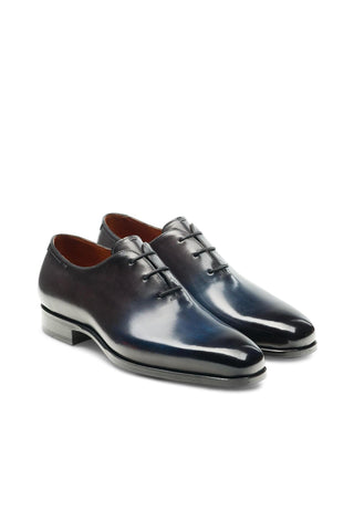 Magnanni Alexander 22972 Navy & Gray Leather Whole-Cut Oxfords (MAGS1108)-Dellamoda