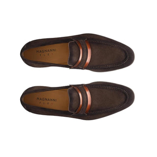 Magnanni Daniel 23822 Brown & Cognac Suede Leather Penny Loafers (MAGS1114)-AmbrogioShoes