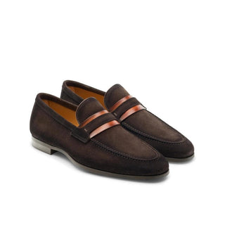 Magnanni Daniel 23822 Brown & Cognac Suede Penny Loafers (MAGS1114)-AmbrogioShoes