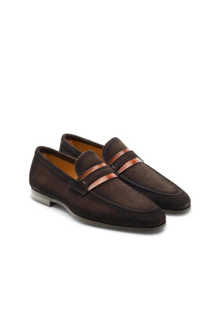 Magnanni Daniel 23822 Brown & Cognac Suede Penny Loafers (MAGS1114)-Dellamoda