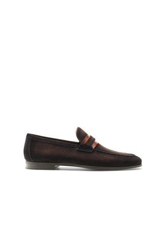 Magnanni Daniel 23822 Brown & Cognac Suede Penny Loafers (MAGS1114)-Dellamoda