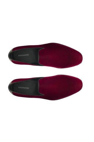 Magnanni Jareth 22334 Burgundy Velvet Formal/Loafers (MAGS1117)-Dellamoda