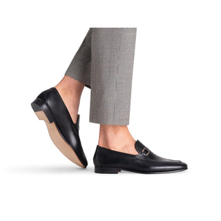 Magnanni Silvano 24385 Black Calf-Skin Leather Buckle Slip-On Loafers (MAGS1139)-AmbrogioShoes