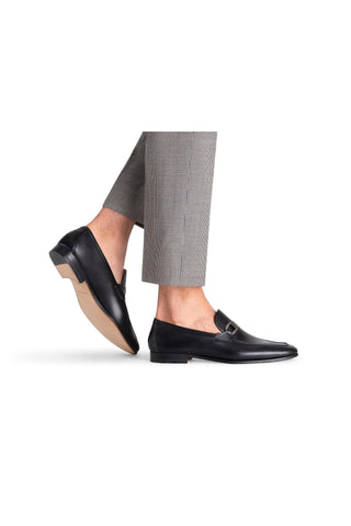 Magnanni Silvano 24385 Black Leather Buckle Slip-On Loafers (MAGS1139)-Dellamoda