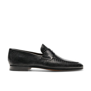 Magnanni Vicente 23257 Black Exotic Genuine Lizard Skin Classic Penny Loafers (MAGS1102)-AmbrogioShoes