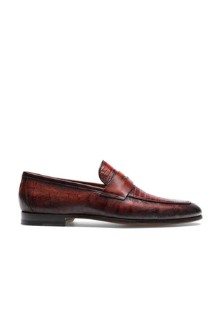 Magnanni Vicente 23257 Cognac Genuine Lizard Classic Penny Loafers (MAGS1101)