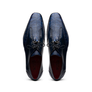 Marco Di Milano ANZIO Exotic Alligator & Calfskin Leather Blue Oxfords (MDM1037)-AmbrogioShoes