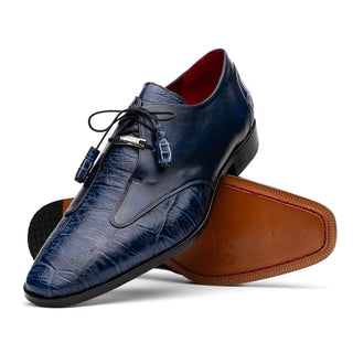 Marco Di Milano ANZIO Exotic Alligator & Calfskin Leather Blue Oxfords (MDM1037)-AmbrogioShoes