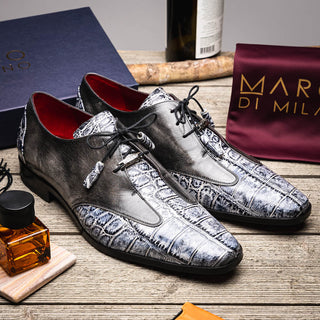 Marco Di Milano Anzio Exotic Alligator / Calfskin Leather Oxfords (MDM1037)-AmbrogioShoes