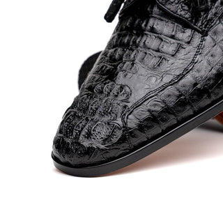 Marco Di Milano Apricena Men's Shoes Black Exotic Crocodile Derby Oxfords (MDM1012)-AmbrogioShoes