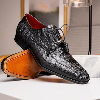 Marco Di Milano Apricena Men's Shoes Black Exotic Crocodile Derby Oxfords (MDM1012)-AmbrogioShoes